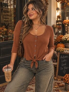 Elite Collection Tie-Front Crop Top – Size Large
The perfect fall top! 🤎